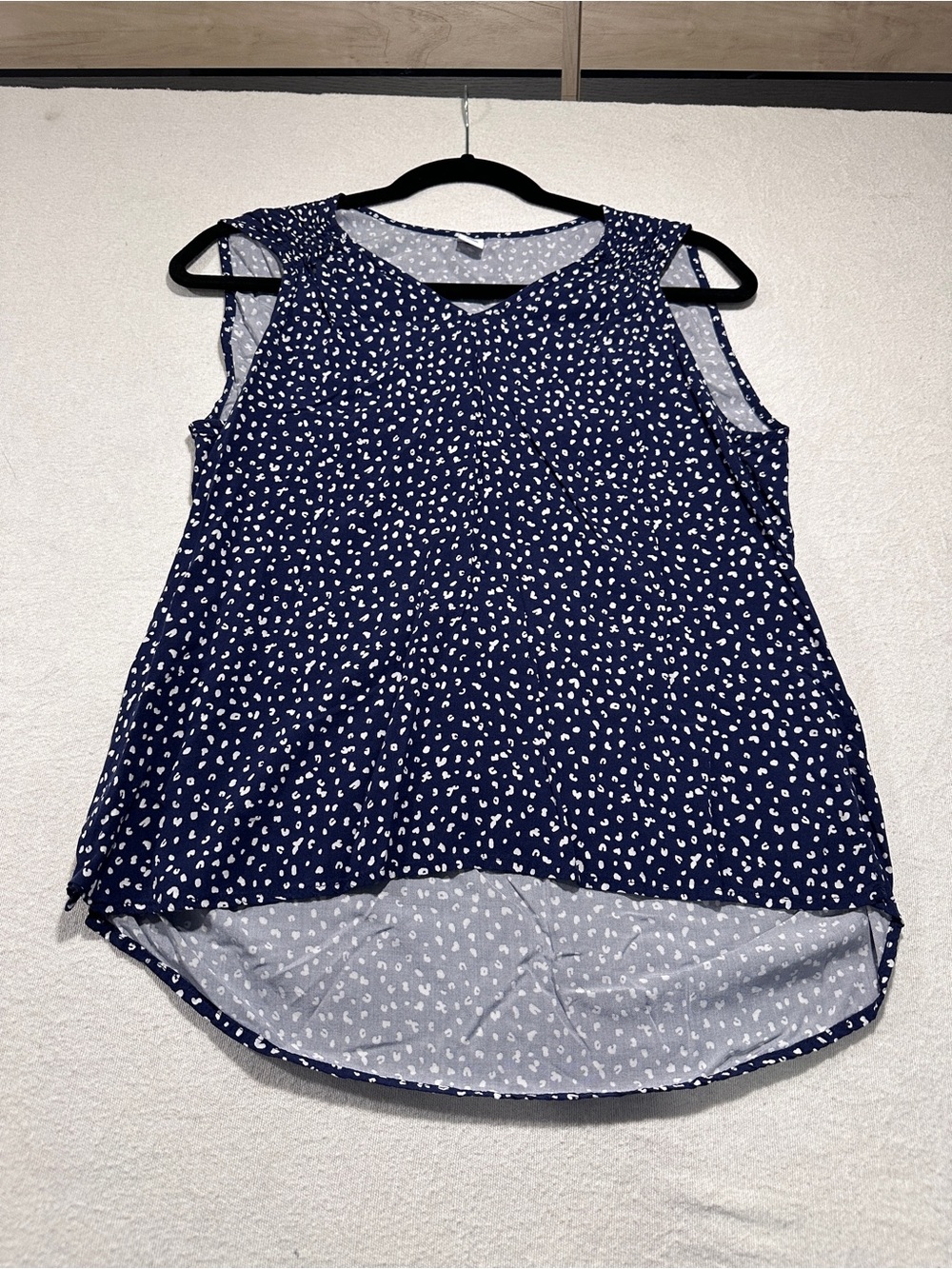 Old Navy Navy Blue Sleeveless Printed Blouse